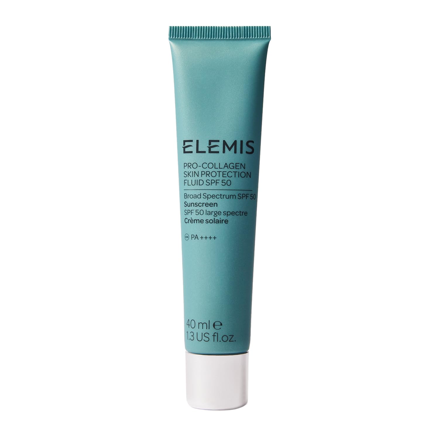 Elemis Pro-Collagen Skin Protection Fluid SPF 50 bottle for everyday sun protection and hydration.