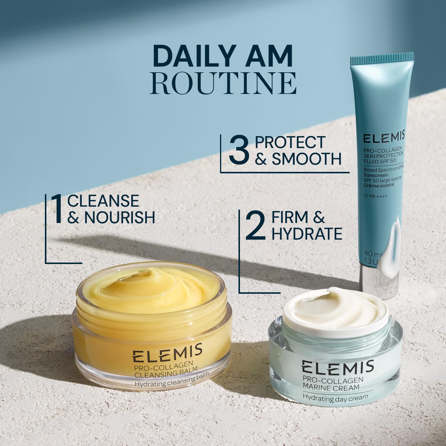 Elemis Pro-Collagen SPF 50 on cheek showing even UV protection.
