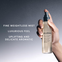 ELEMIS Pro-Collagen Toning Mist close-up on skin showing dewy hydration.