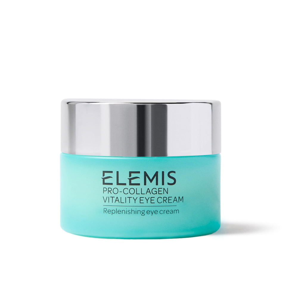 ELEMIS Pro-Collagen Vitality Eye Cream jar close-up highlighting smoothing