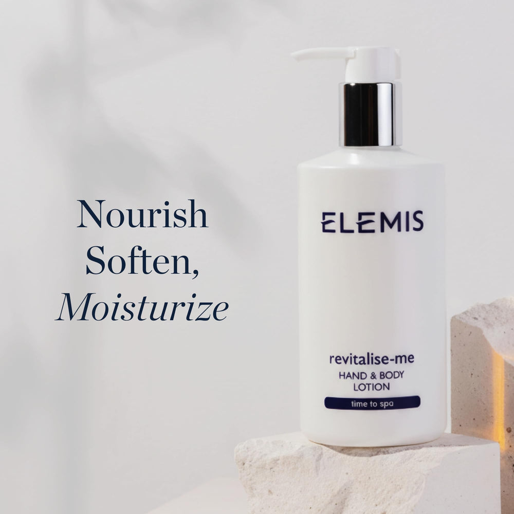 ELEMIS Revitalise-Me Hand & Body Lotion closeup of cream highlights citrus fragrance.
