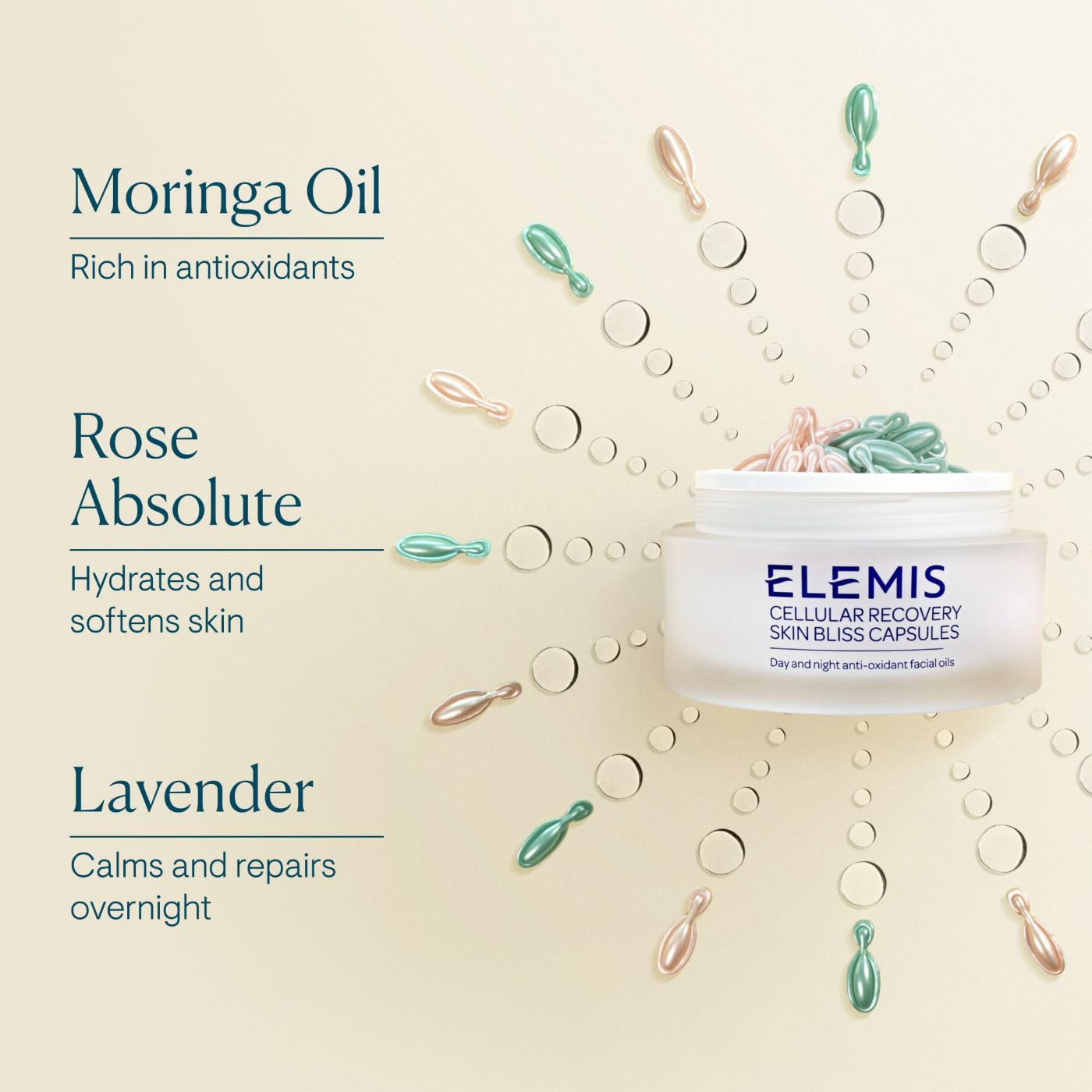 ELEMIS Skin Bliss Capsules application scene illustrating daytime hydration.