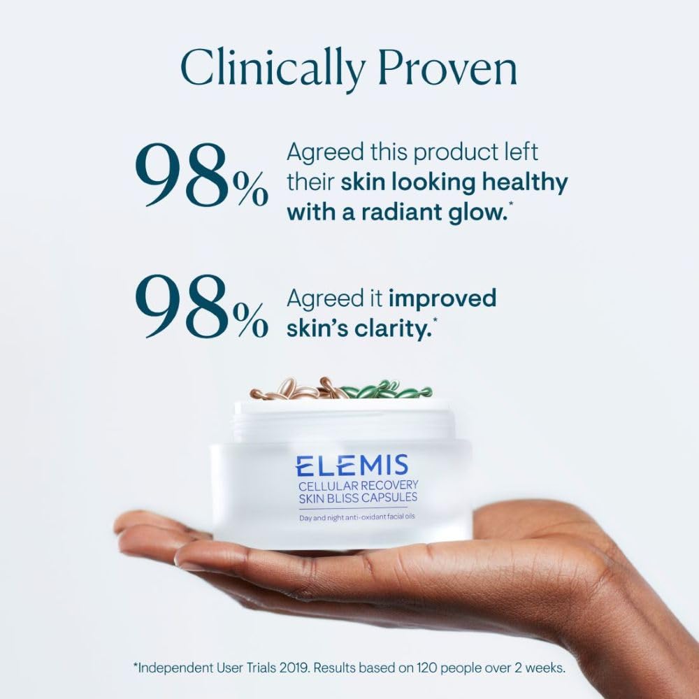 ELEMIS Skin Bliss Capsules day capsules close-up with Rose Absolute hydration benefits.