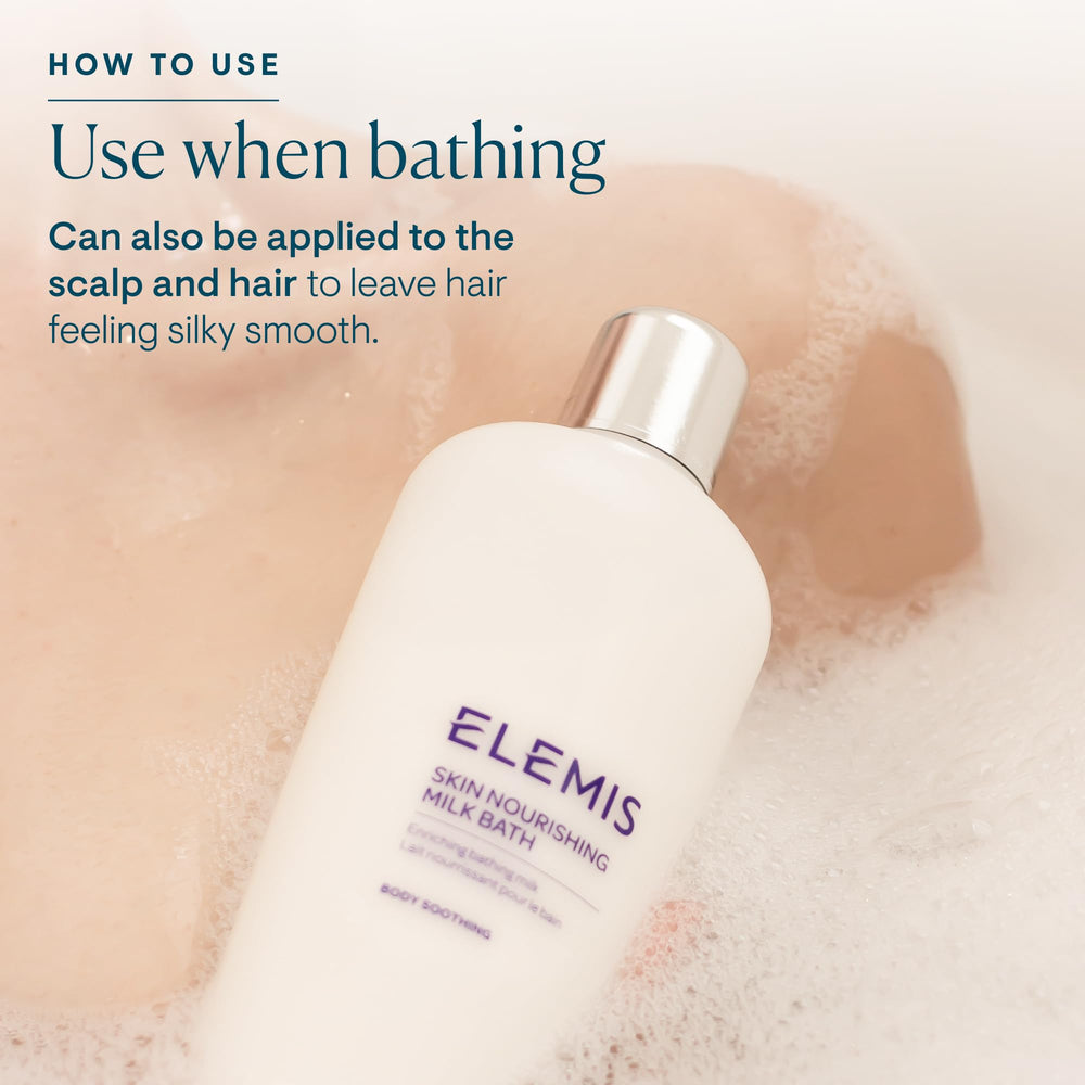 ELEMIS Skin Nourishing Milk Bath camellia detail suggests conditioning oils for skin.