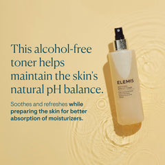 ELEMIS Soothing Apricot Toner hand-application demonstrates soothing, hydrating skin care