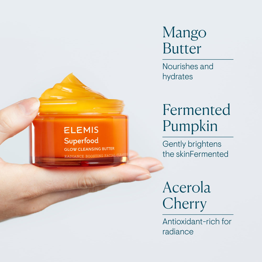 Fermented pumpkin enzymes and Acerola Cherry ingredients in ELEMIS formula.
