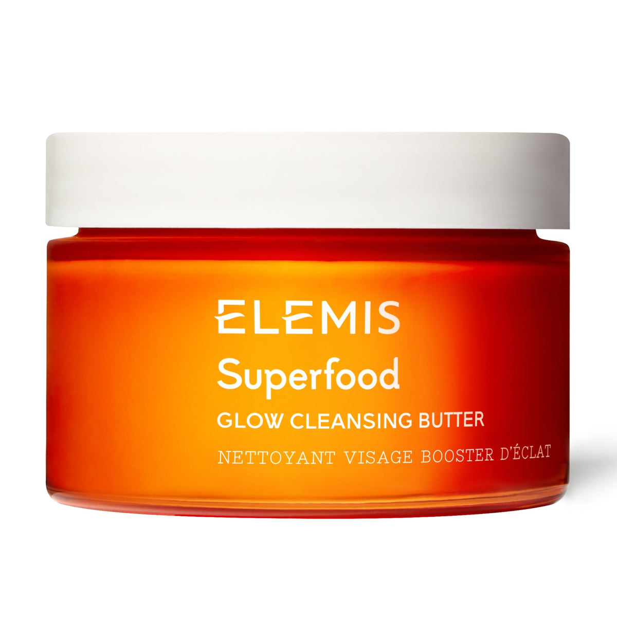 ELEMIS Superfood AHA Glow Cleansing Butter packaging highlights premium glow-boosting cleanse.