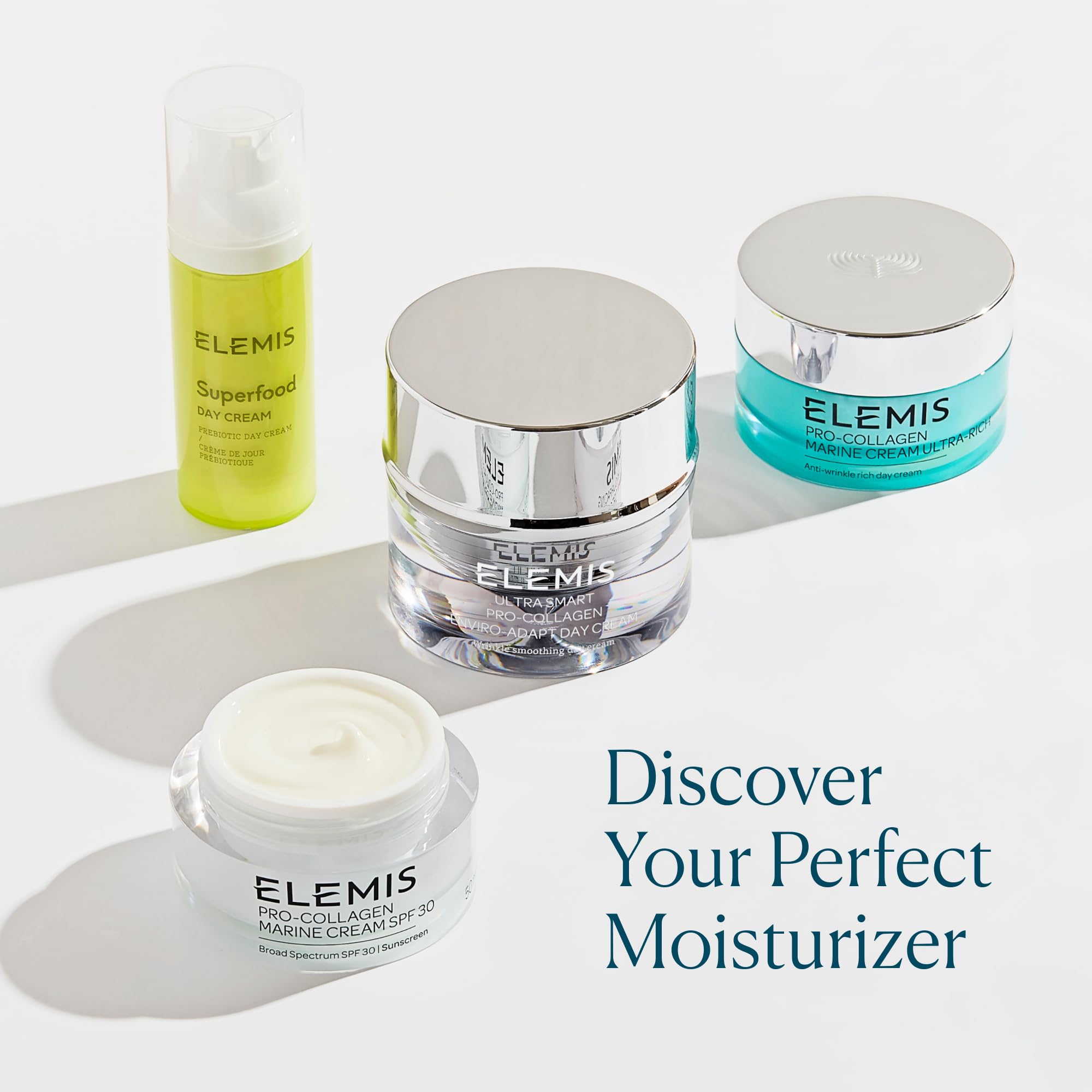 ELEMIS Superfood Day Cream applying routine image suggests quick morning moisturization.