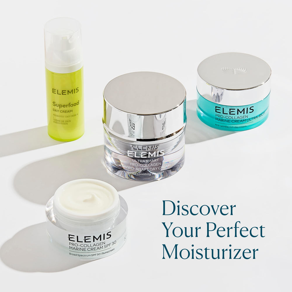 ELEMIS Superfood Day Cream applying routine image suggests quick morning moisturization.