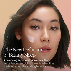ELEMIS Superfood Midnight Facial cream close-up highlights creamy night-time nourishment.