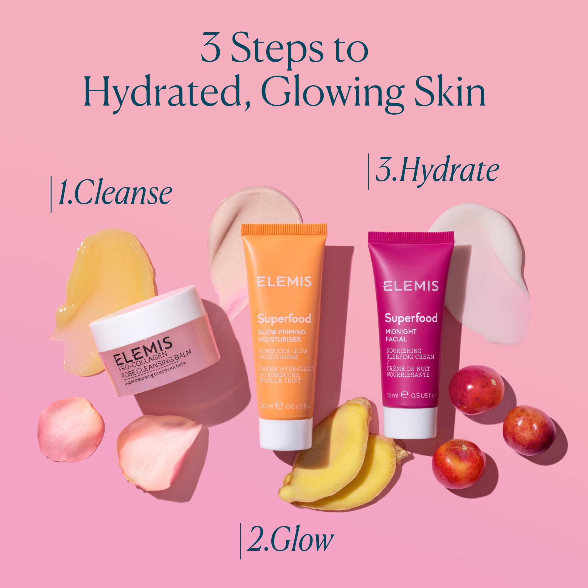 ELEMIS Superfood Midnight Facial in a cozy night routine scene promises overnight moisture and radiant waking skin.