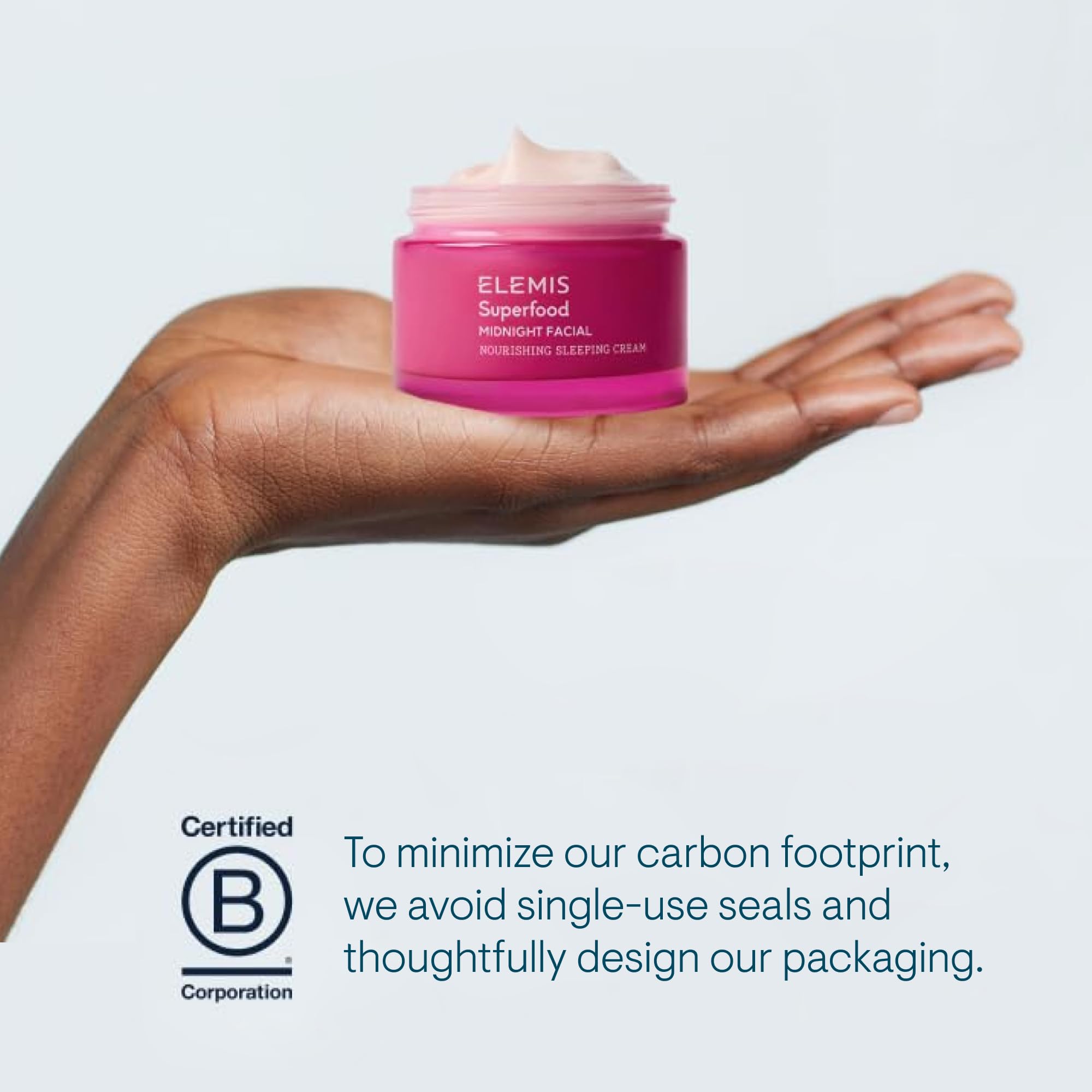 ELEMIS Superfood Midnight Facial night routine scene shows fast-absorbing gel-cream.