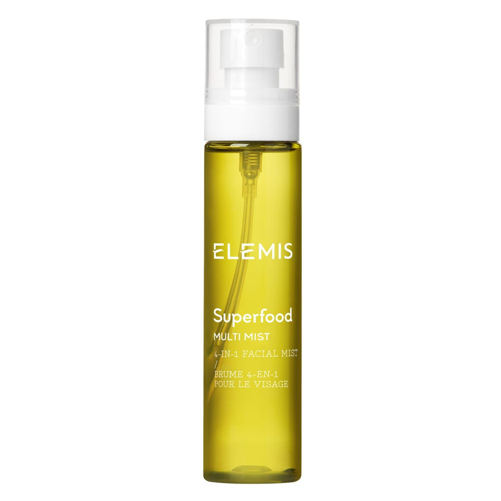 ELEMIS Superfood Multi Mist bottle captures hero hydration for a glowing, refreshed complexion.