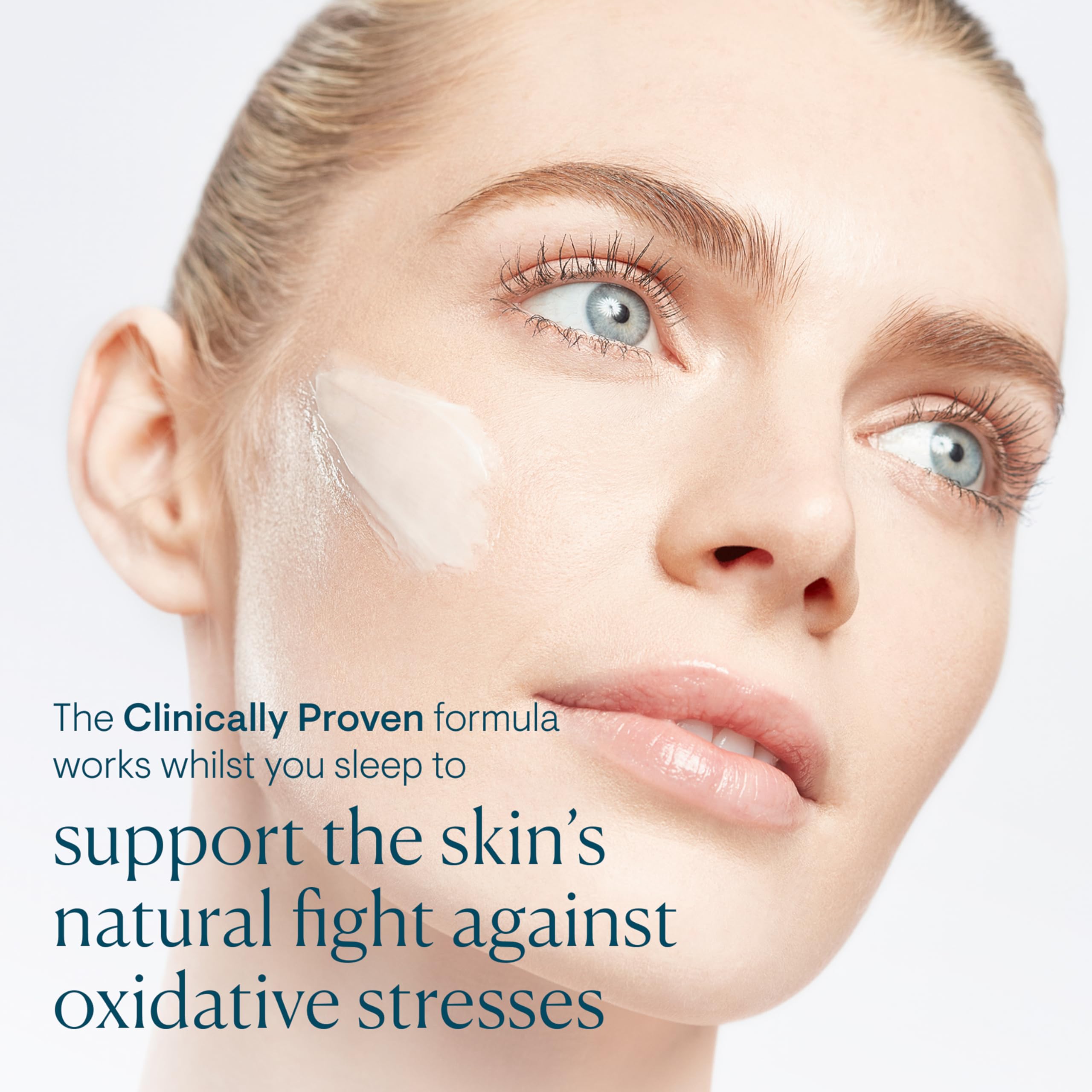 Elemis Ultra Smart Night Genius jar closeup emphasizes luxurious cream for firmness.