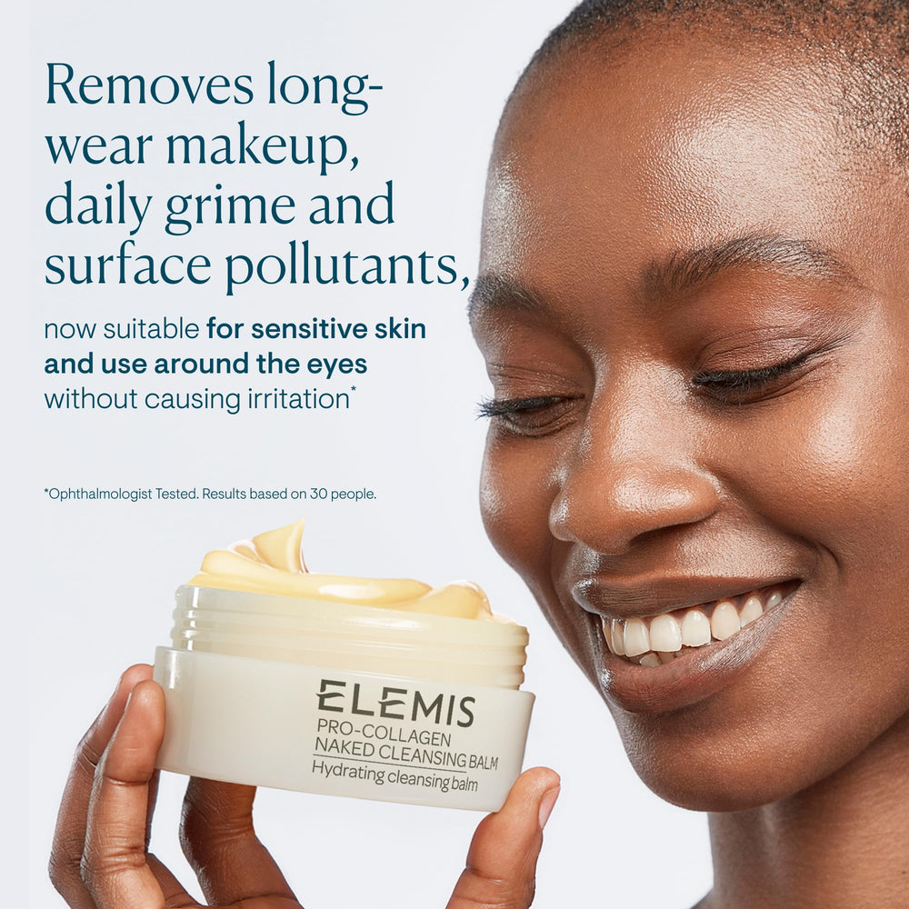 ELEMIS waterproof mascara removal closeup with balm-to-milk action for eye-safe cleansing.