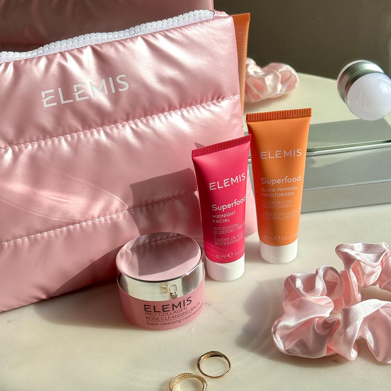 ELEMIS Way to Glow travel kit packaging ideal for travel routines