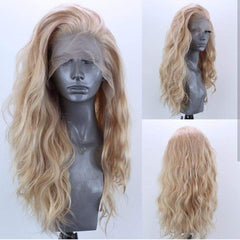 ELESTY long natural curly lace-front wig front view for daily wear