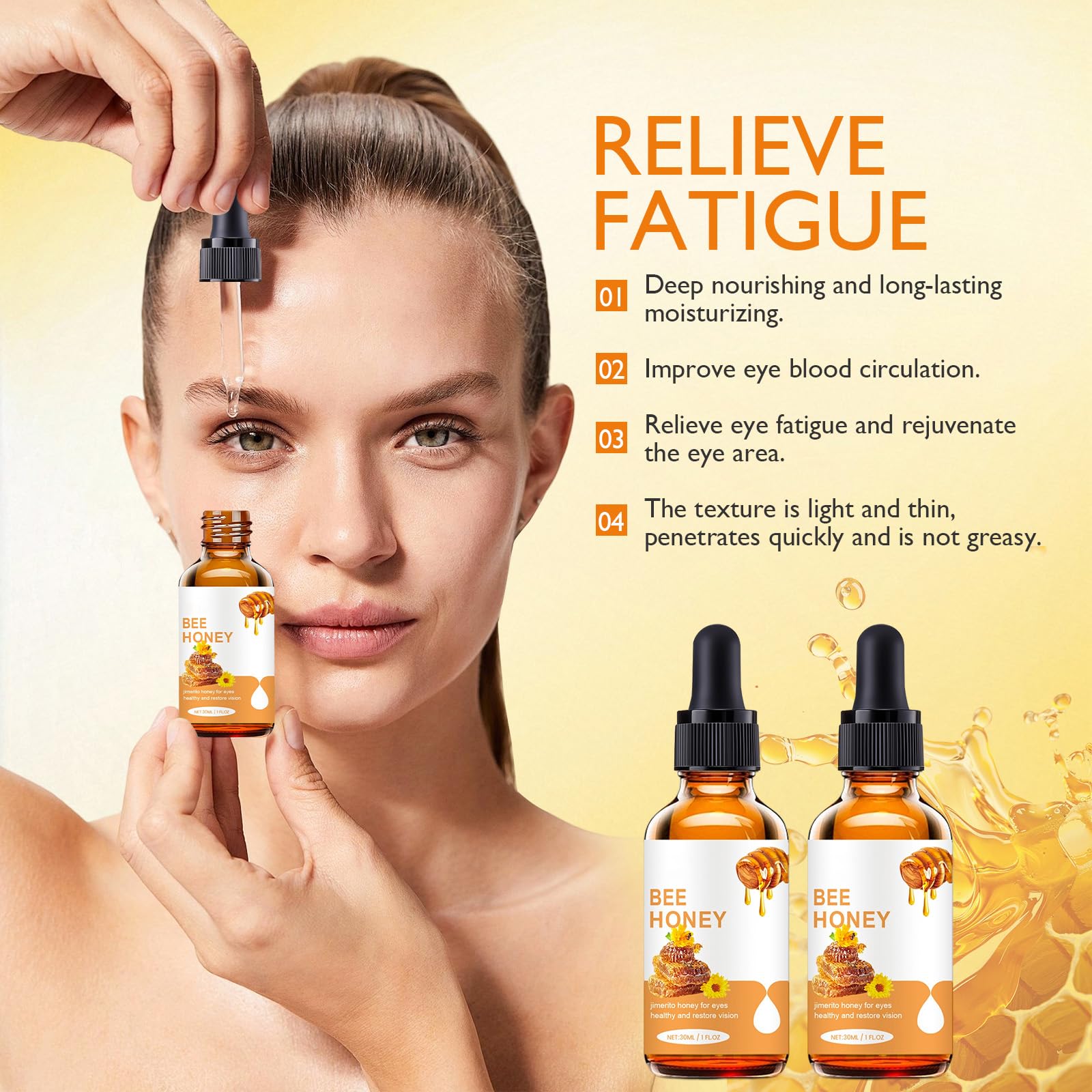 Elesysy Honey Eye Care Hydration daily-use tube in hand shows lightweight hydration