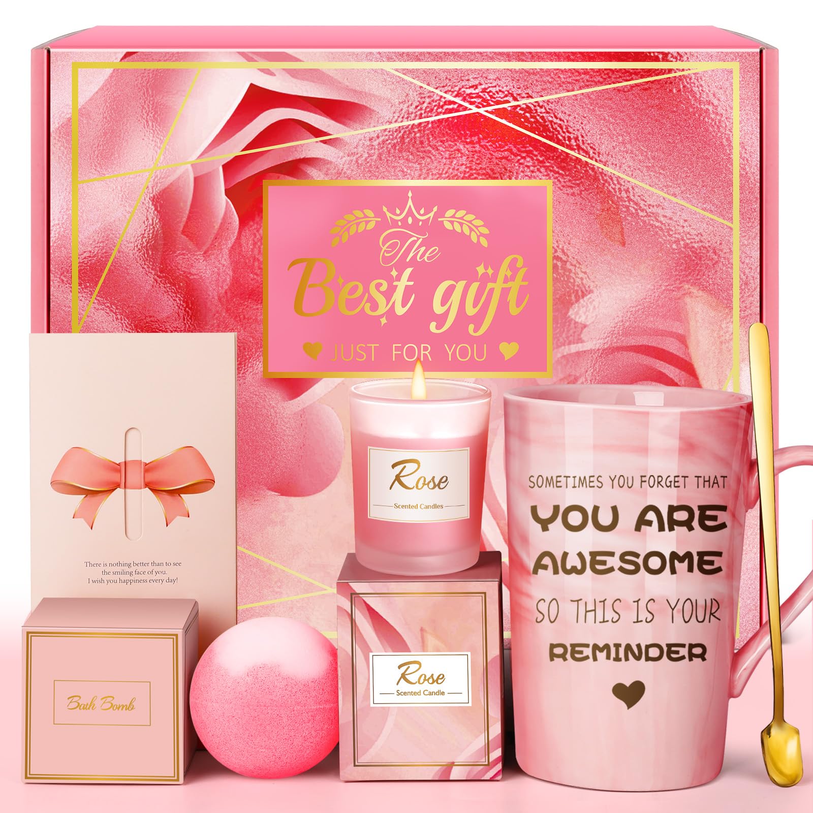 Eletorot birthday pink self-care basket for her relaxation and joyful celebration