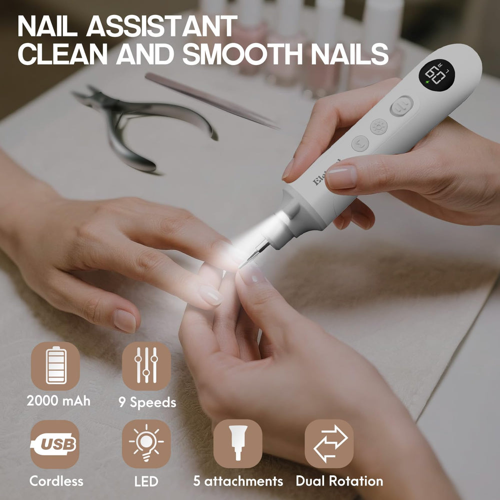 Eletorot nail-file-set USB charging cable enables convenient recharging.