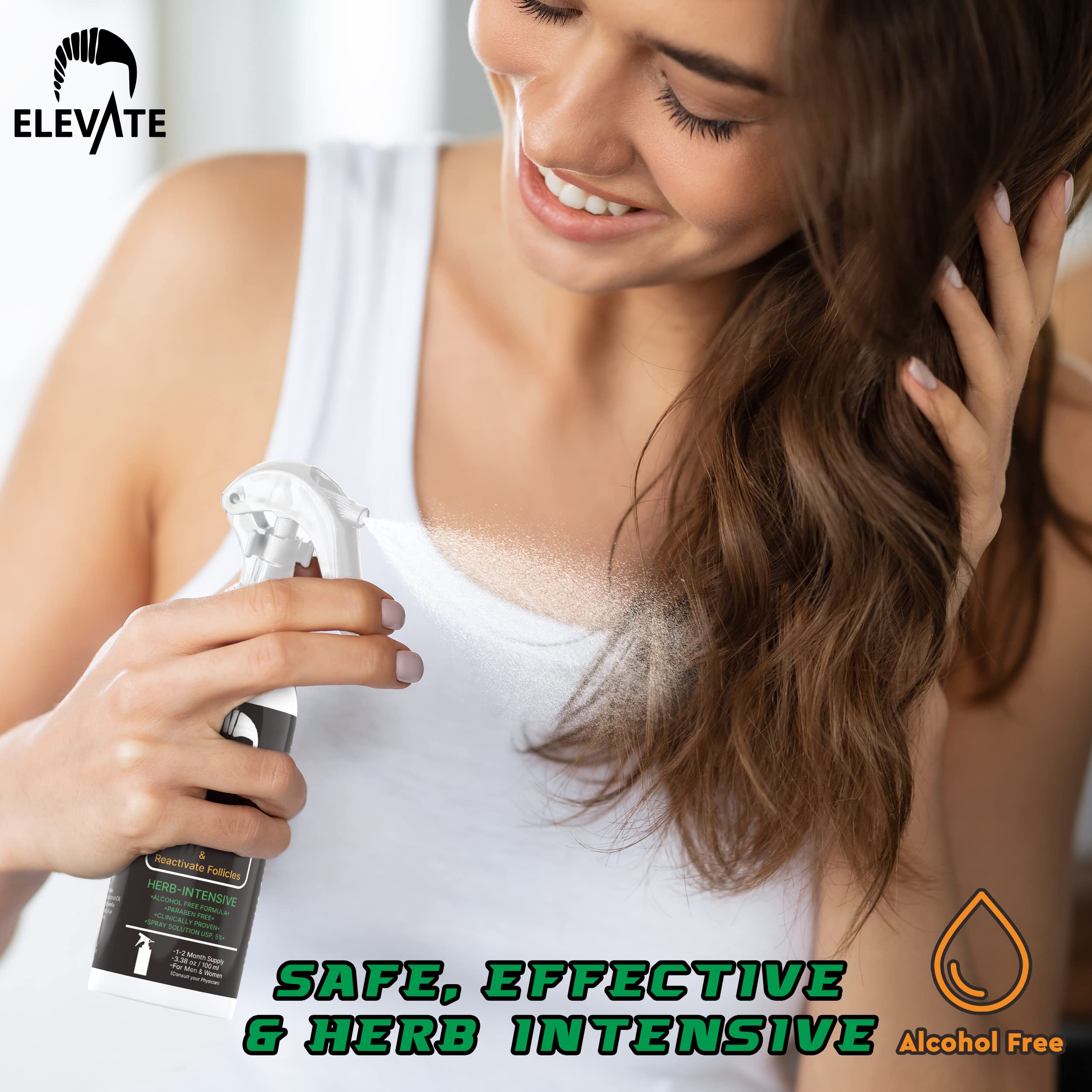 Elevate 5% Minoxidil before-after concept image suggesting potential density improvements