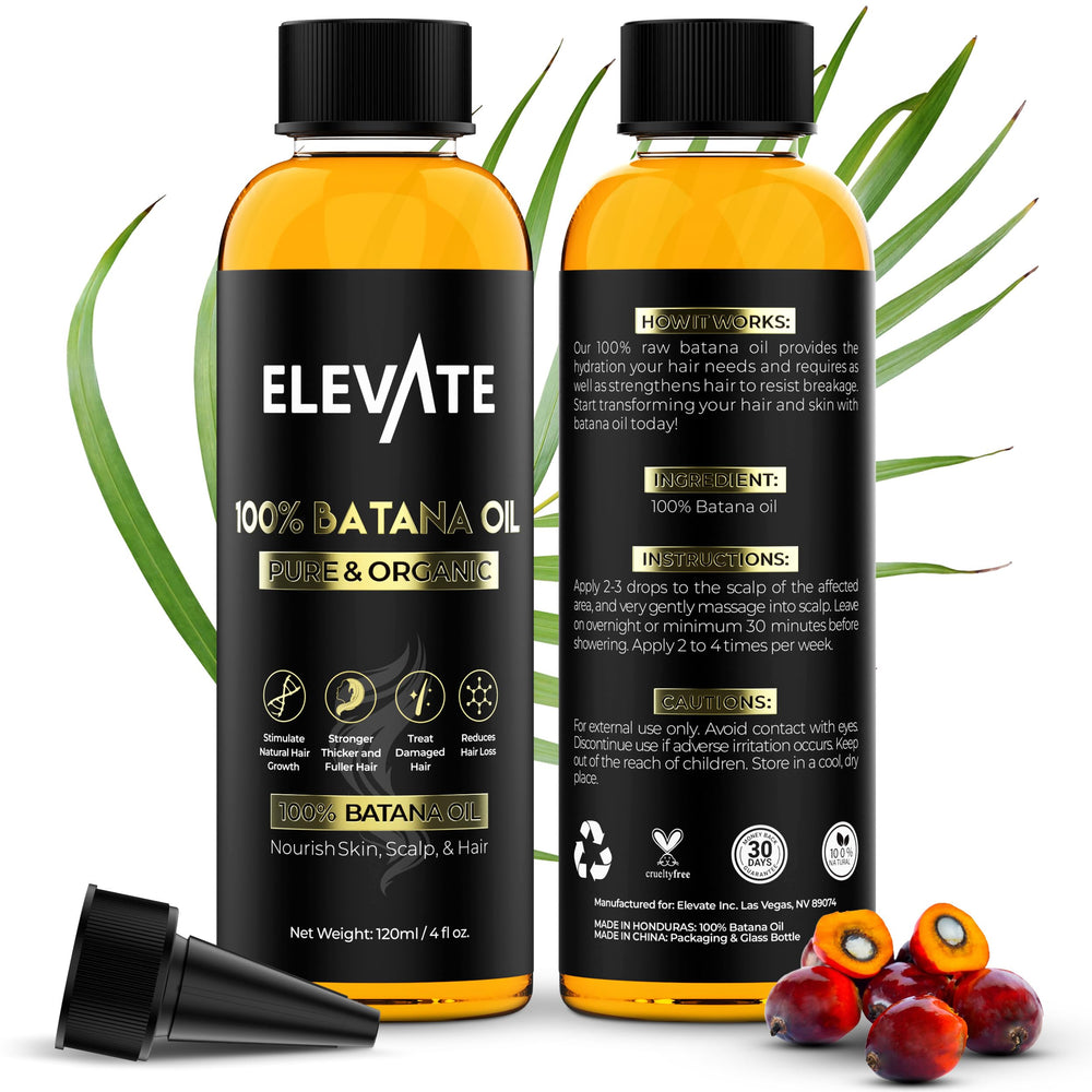 Elevate Batana Oil bottle amber—pure nourishment for hair and scalp hydration.