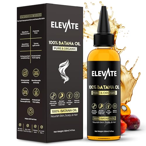 Elevate Batana Oil bottle pour demonstrates easy daily scalp care and application.