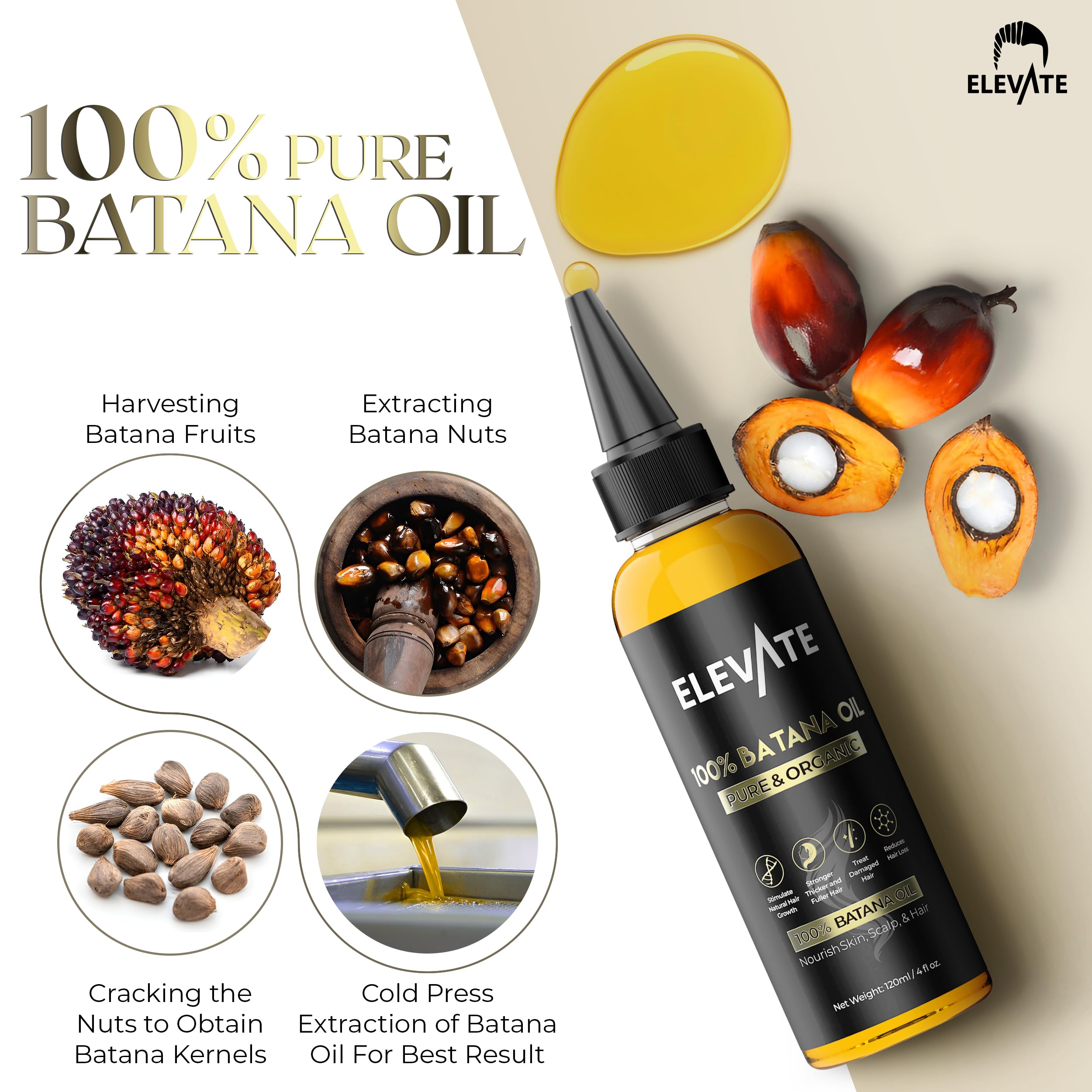 Elevate Batana Oil hair-nourishment—deeply moisturizes to reduce breakage.