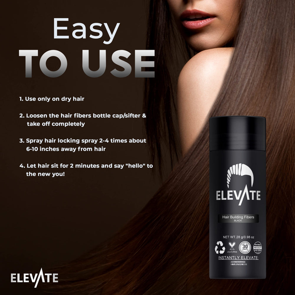 Elevate Hair Fibers man applying on crown for natural-looking density.