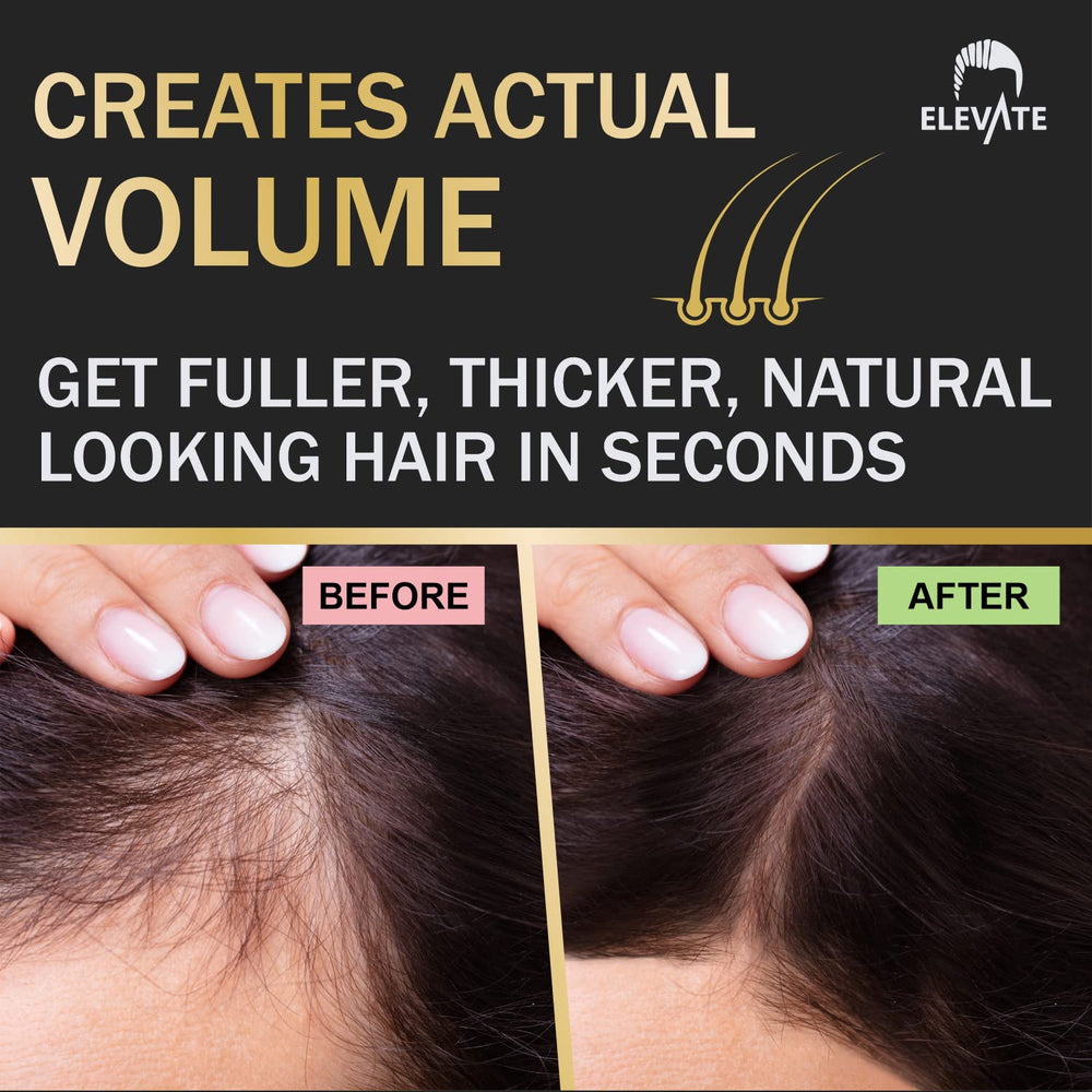 Elevate Hair Fibers for men and women offering everyday confidence through thicker look.