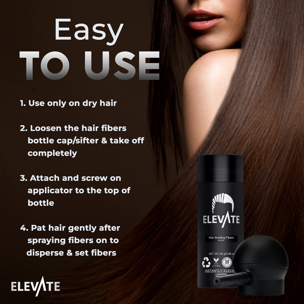 Elevate Hair Perfecting 2-in-1 Kit scalp-friendly fibers blend with any hair type.