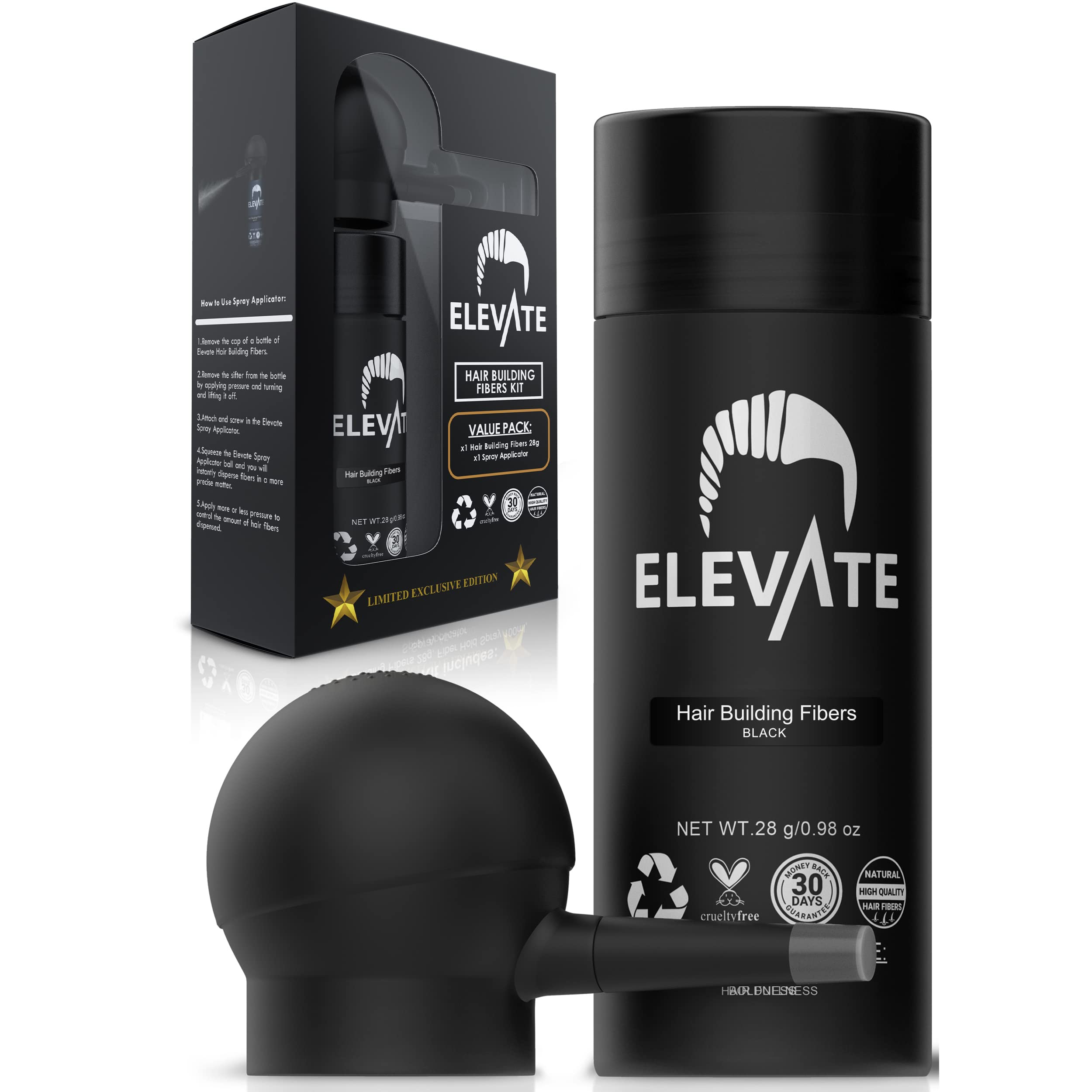 Elevate Hair Perfecting 2-in-1 Kit spray nozzle demonstrates precise coverage on thinning areas.