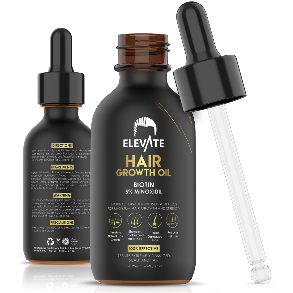 Elevate Hair Regrowth 5percent Minoxidil bottle for daily thinning hair support and easy dosing