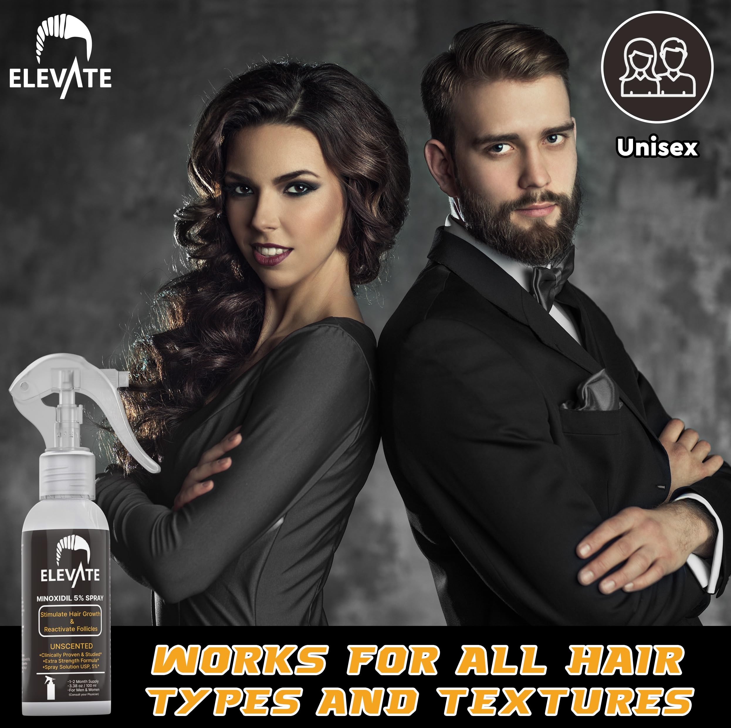 Elevate spray on scalp hints at renewed volume.