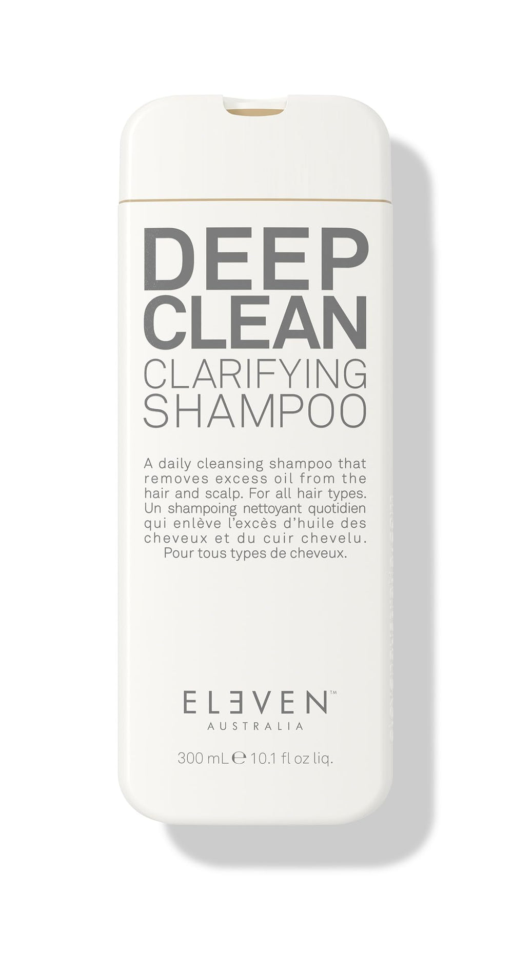 ELEVEN AUSTRALIA Deep Clean Shampoo bottle front demonstrates sulfate-free purification for all hair types.