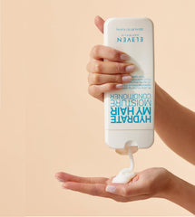 ELEVEN AUSTRALIA Hydrate My Hair conditioner with hydrolyzed quinoa for moisture retention and strength.