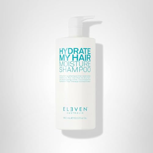 ELEVEN AUSTRALIA Hydrate My Hair Shampoo texture close-up suggests nourishing frizz control.