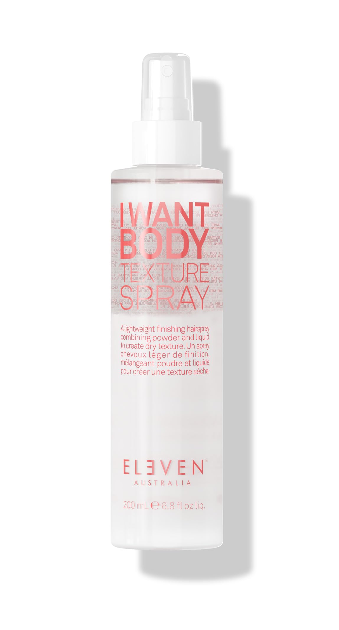 ELEVEN AUSTRALIA I Want Body Texture Spray bottle shows texture-for-fine-hair with flexible hold