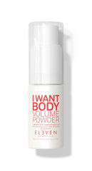 ELEVEN AUSTRALIA I Want Body Volume Powder packaging showcases light styling for easy lift.