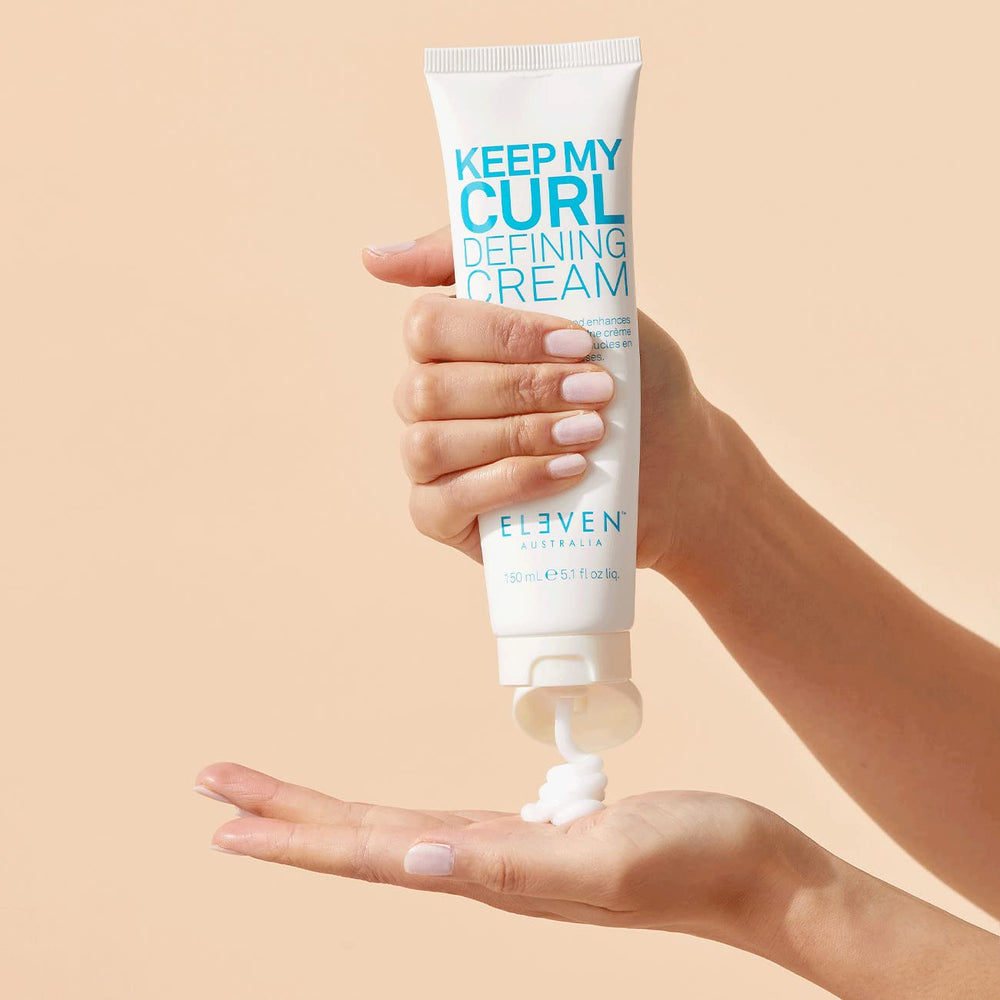 ELEVEN AUSTRALIA Keep My Curl Defining Cream styled curls with bounce and soft hold.