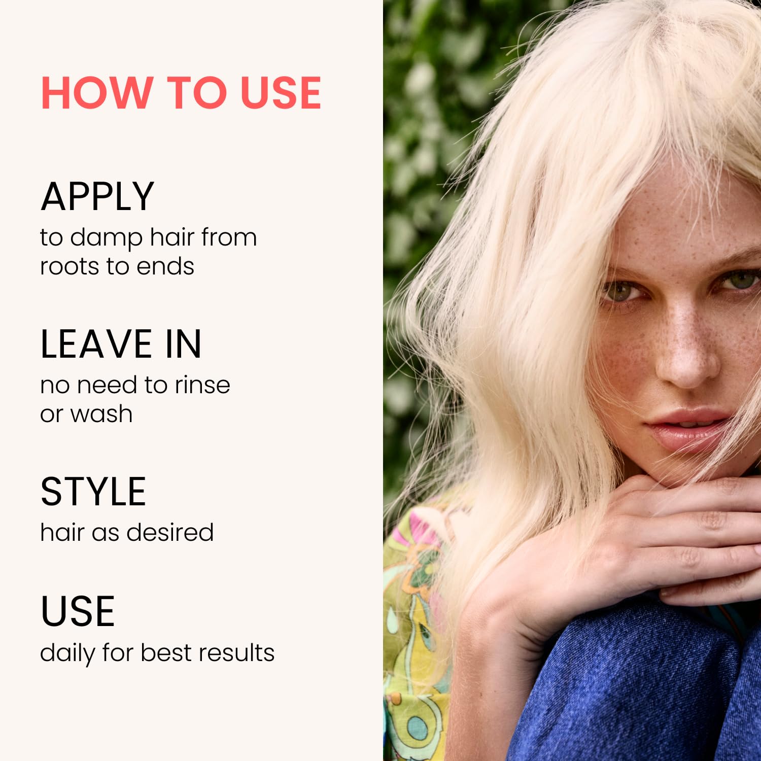 ELEVEN AUSTRALIA Miracle Leave-In applying through damp hair to reduce knots
