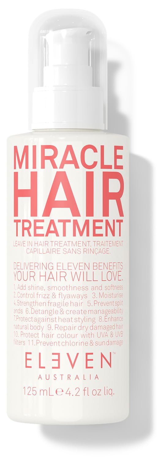 ELEVEN AUSTRALIA Miracle Leave-In bottle close-up highlighting lightweight hydration for frizz control
