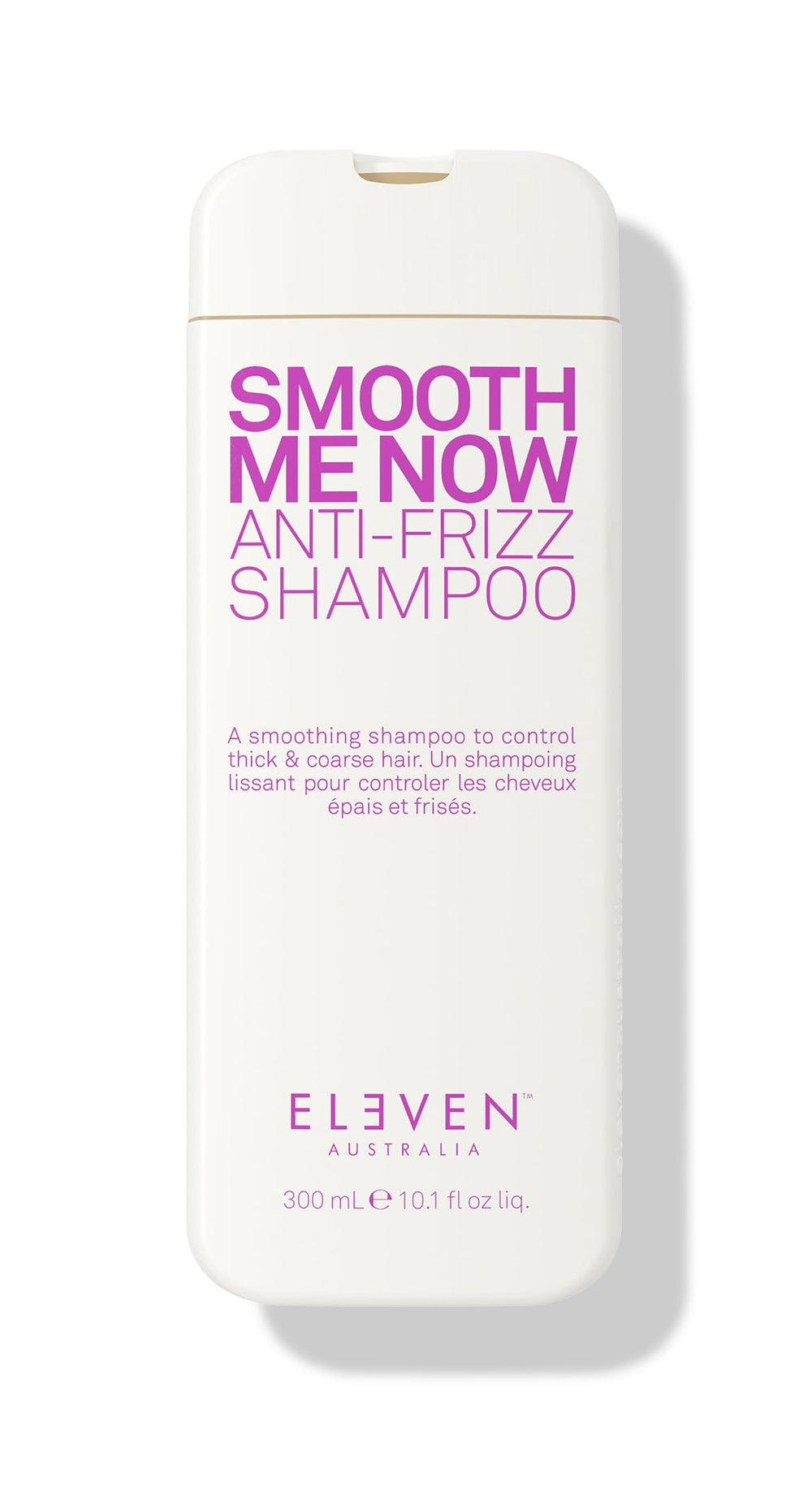 ELEVEN AUSTRALIA Smooth Me Now bottle-pour demonstrates easy application for frizz control and shine.