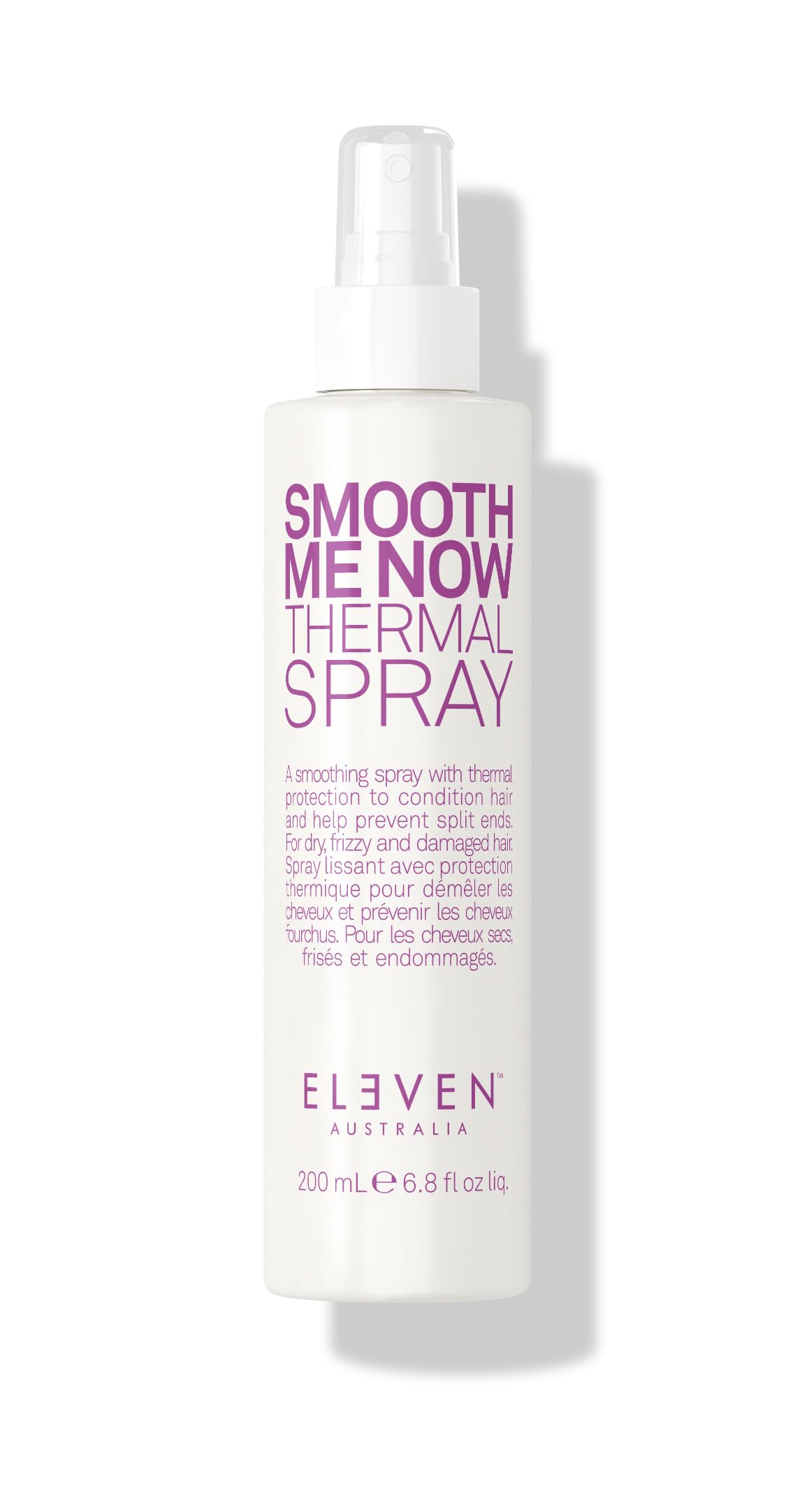 ELEVEN AUSTRALIA Smooth Me Now Thermal Spray bottle showing heat protection for sleek hair