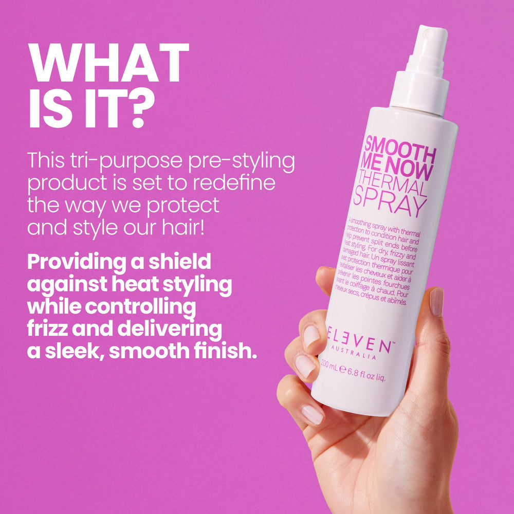 Product being dabbed into hair to smooth frizz and boost manageability