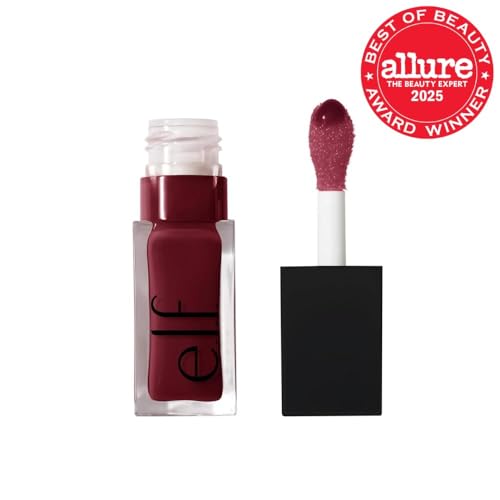 e.l.f. Glow Reviver Lip Oil applicator showing plush, non-sticky glide.