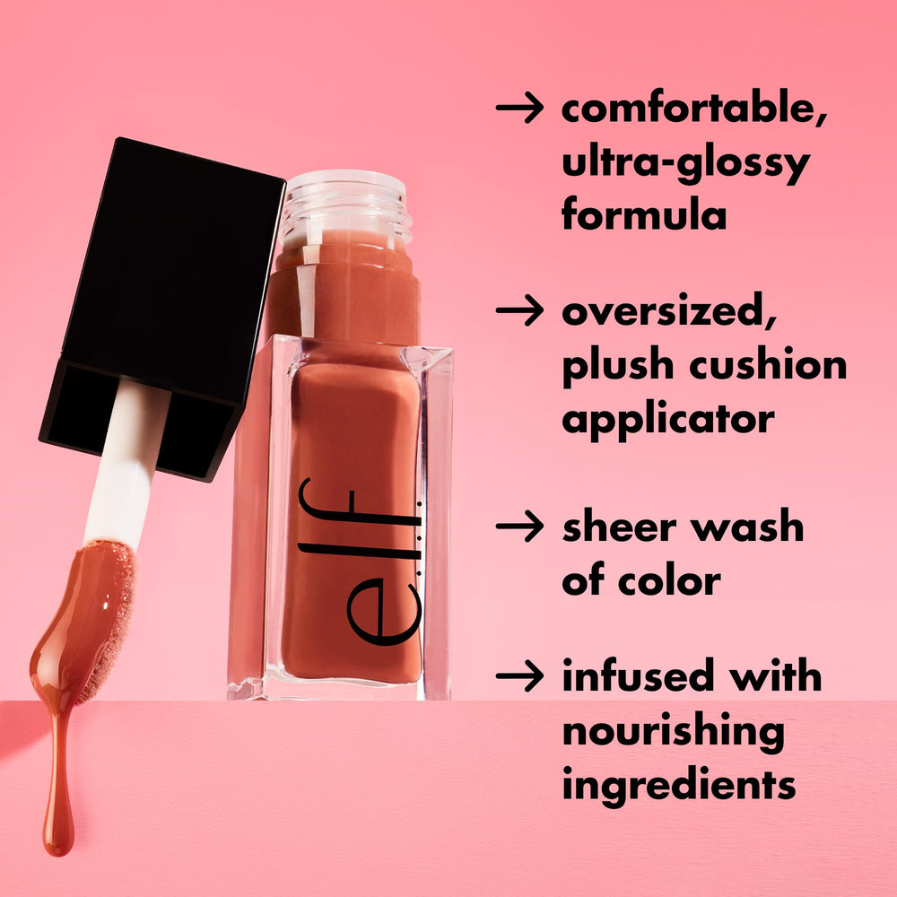 e.l.f. Glow Reviver Lip Oil nourishing oils close-up with jojoba and pomegranate oils.