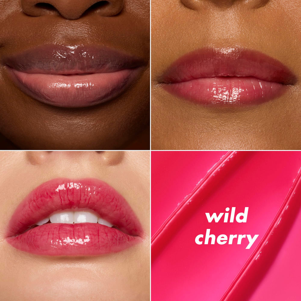 e.l.f. Glow Reviver Melting Lip Balm Blackberry Sorbet swatch for glossy red tint