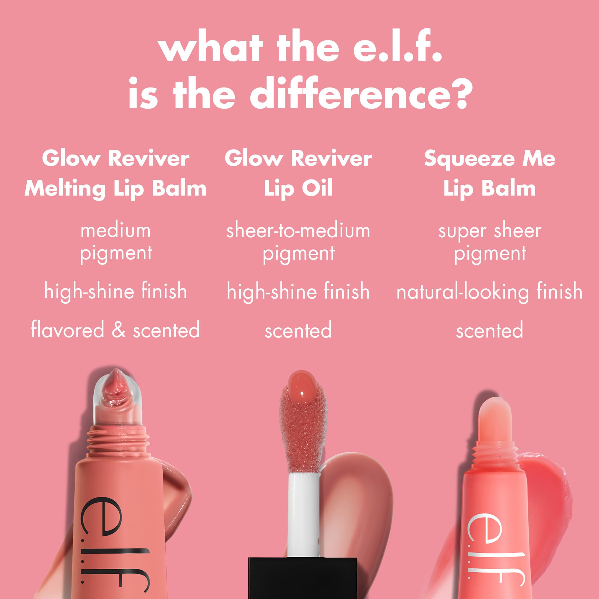 e.l.f. Glow Reviver Melting Lip Balm Wild Cherry swatch with bold red gloss