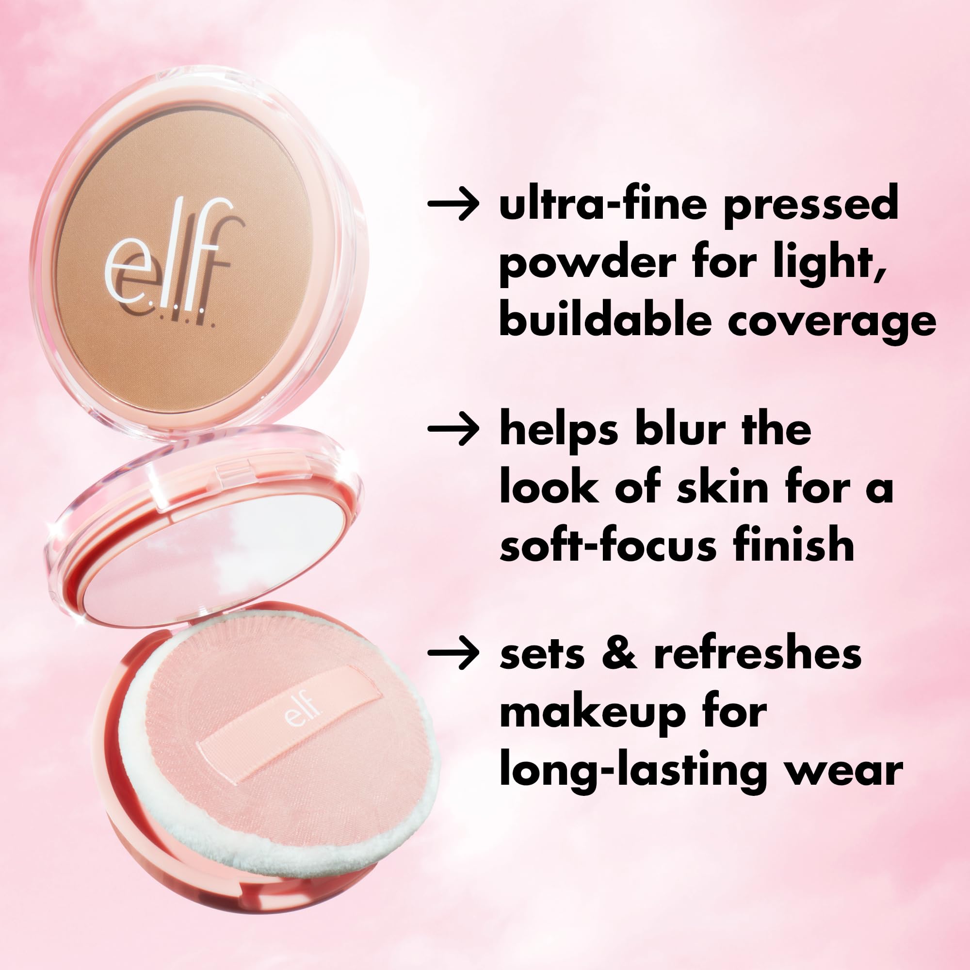 e.l.f. Halo Glow Powder Filter close-up texture appears airy and lightweight
